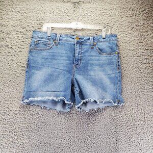 Seven7 Shorts Womens Size 12 Blue Weekend Short Raw Hem Denim Jorts